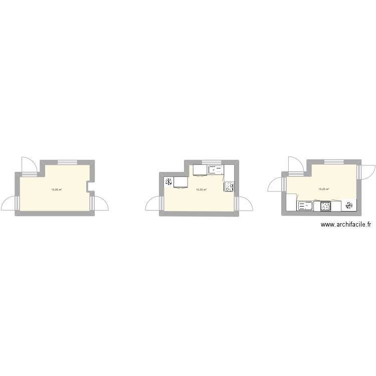Cuisine Anais. Plan de 3 pièces et 31 m2
