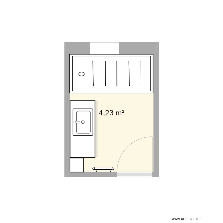 PIERRE. Plan de 1 pièce et 4 m2