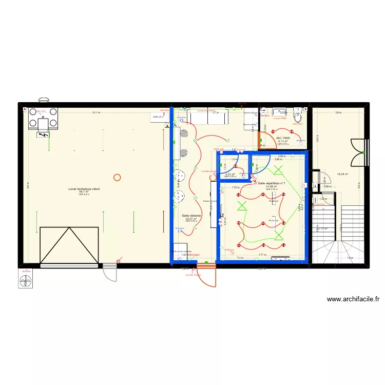 MJ music studio - lot électricité RDC. Plan de 8 et 153 m² MJ music studio - lot électricité RDC. Plan de 8 et 153 m²