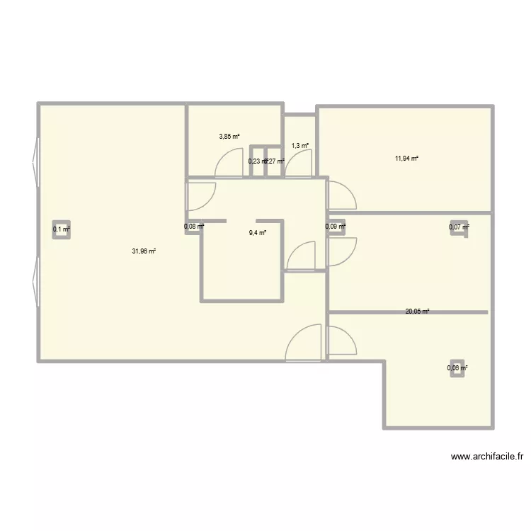 77 m2 SERAI PROJET. Plan de 13 Pièces et 80 m²