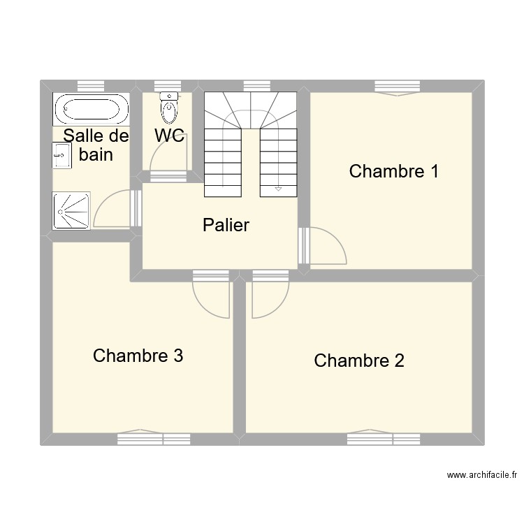 pestre etage. Plan de 6 pièces et 62 m2