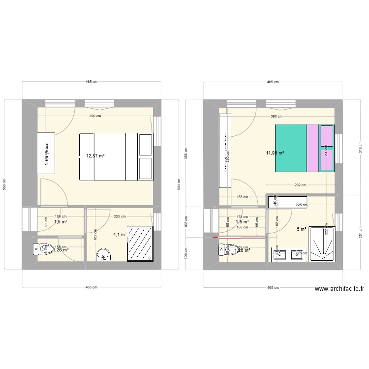 plan reprise chambre sdb. Plan de 0 pièce et 0 m2