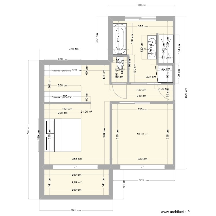 Extension 3. Plan de 5 pièces et 48 m2