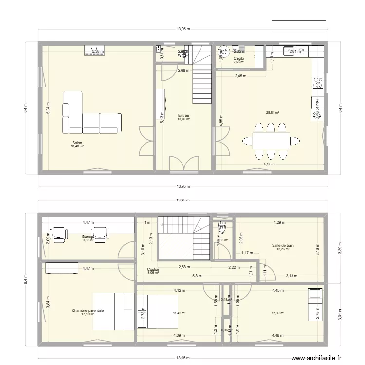 Projet 2026. Plan de 16 pièces et 158 m²