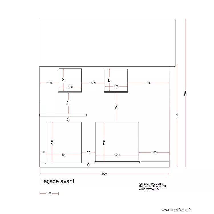 Christel Fa&ccedil;ade. Plan de 
