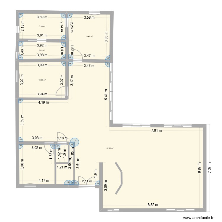Projet 3. Plan de 6 pièces et 159 m2