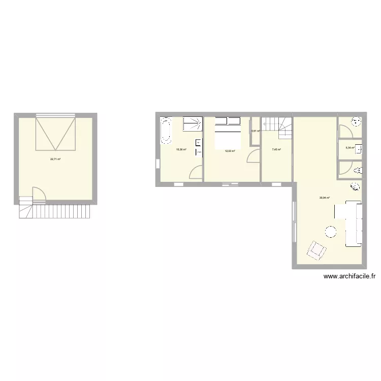 La Boulnaye. Plan de 7 et 90 m² La Boulnaye. Plan de 7 et 90 m²