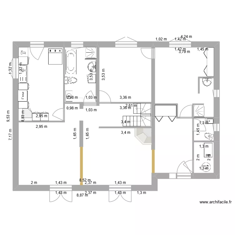 RDC-25B-2. Plan de 2  et 4 m²