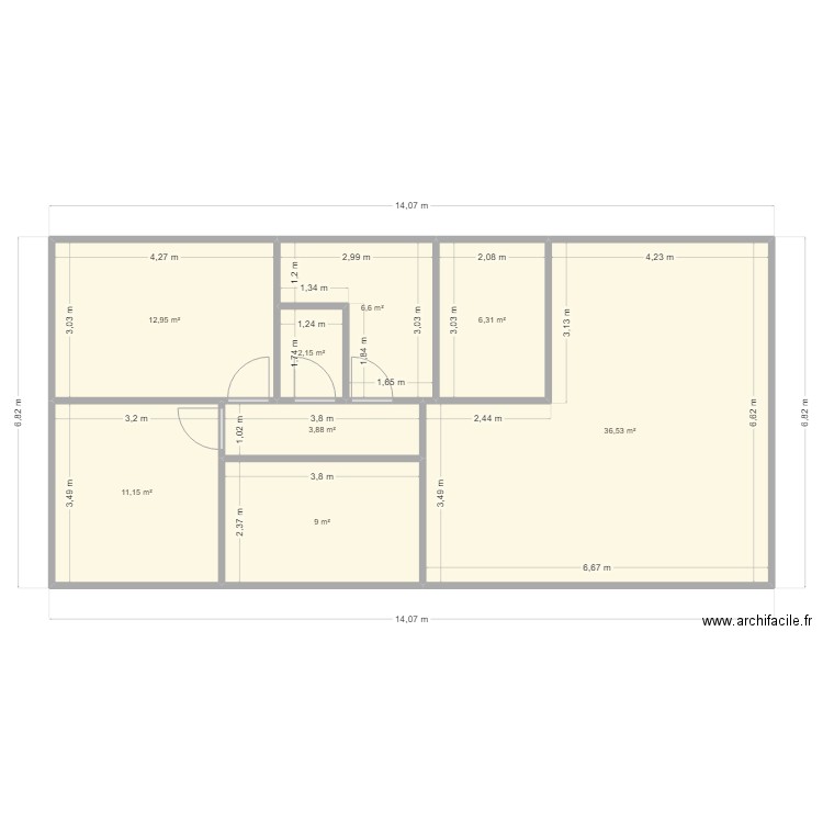 essai3. Plan de 8 pièces et 89 m2