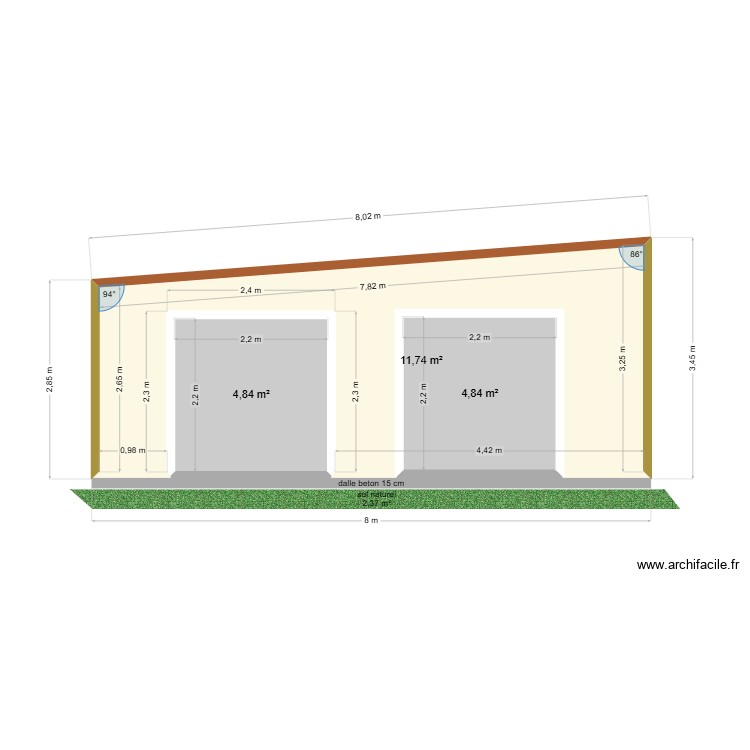 garage coupe. Plan de 0 pièce et 0 m2