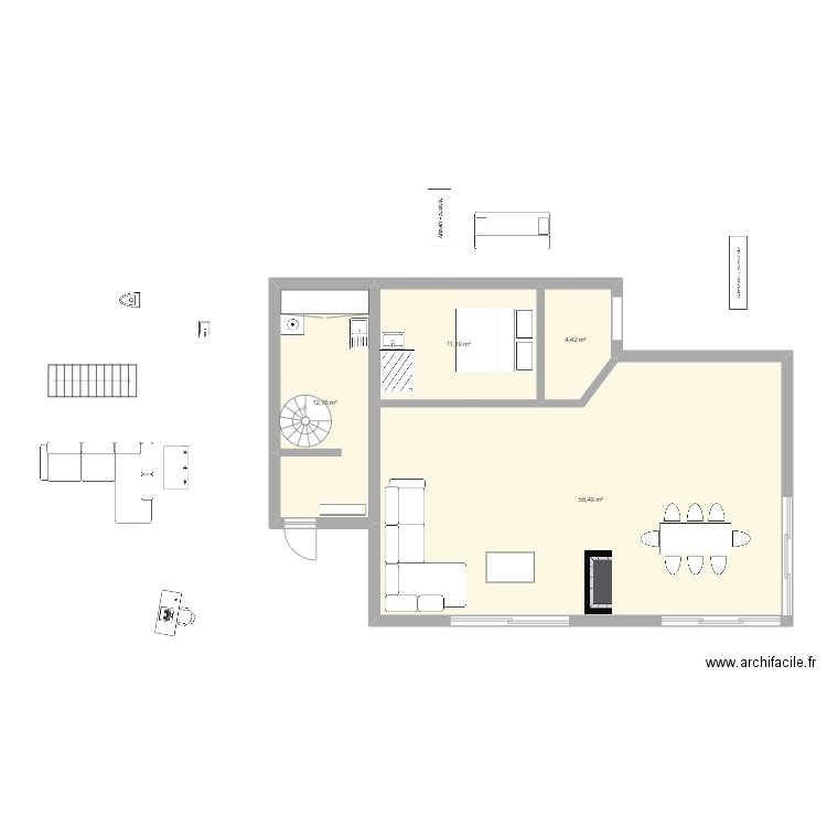 maison rdc top. Plan de 4 pièces et 87 m2