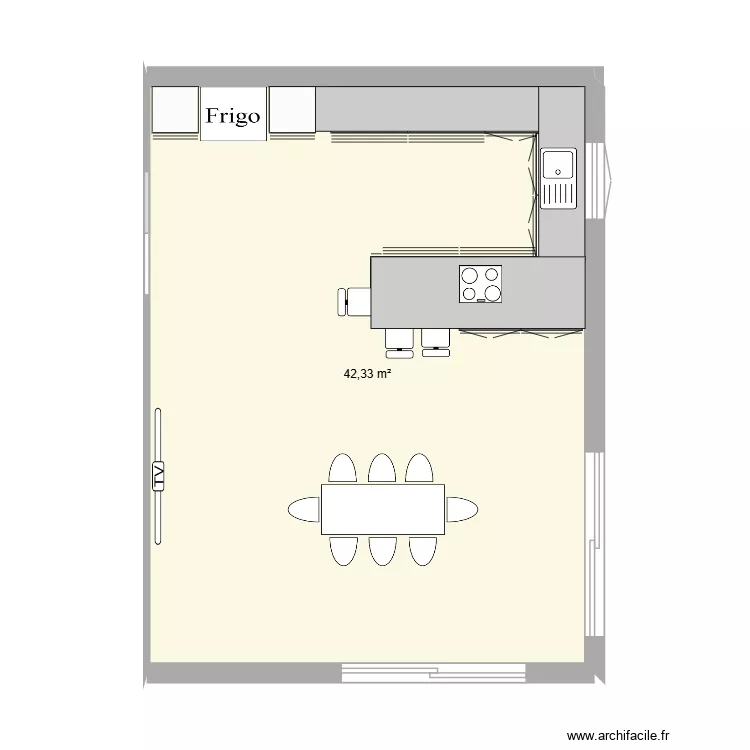PLAN EXTENSION CUISINE. Plan de 1  et 42 m²