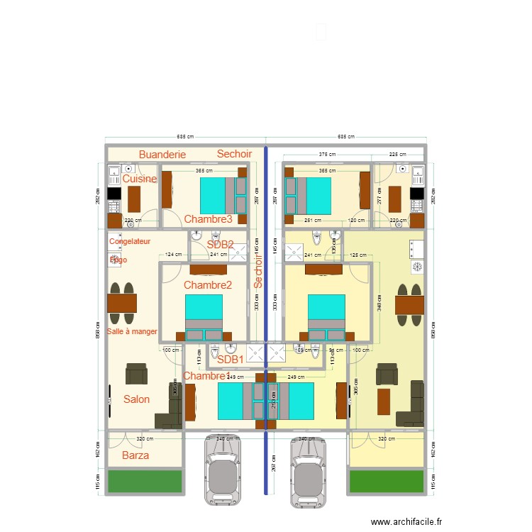 plan kadede musaga. Plan de 18 pièces et 150 m2