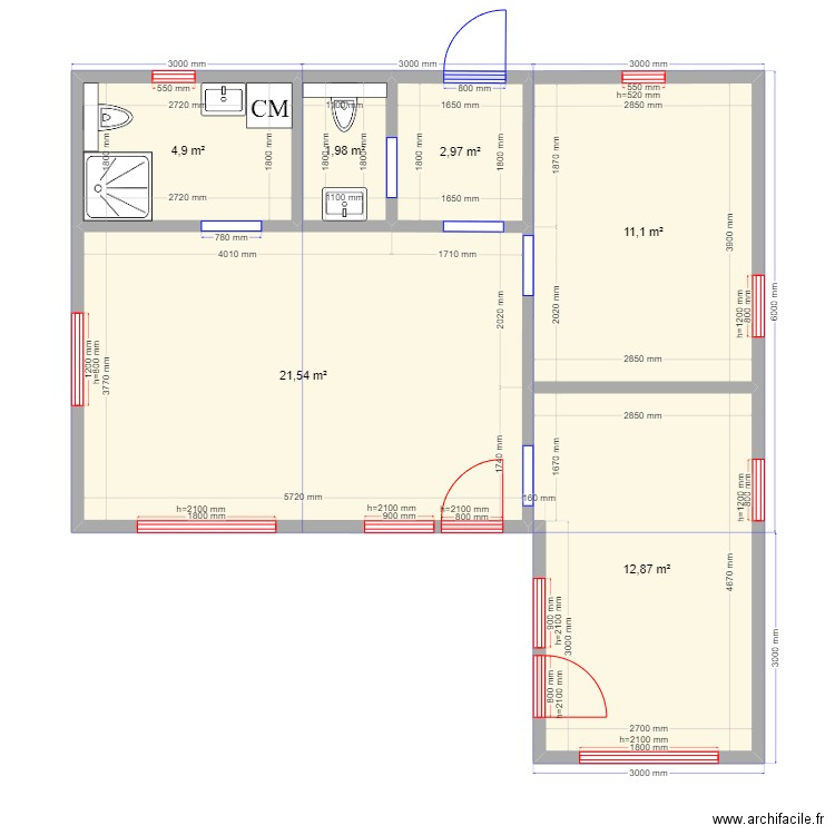 3 5м 2. Plan de 0 pièce et 0 m2