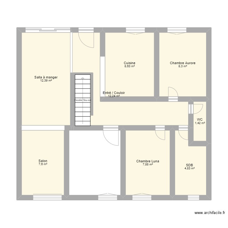 Maison Aurore Duc. Plan de 8 pièces et 63 m2