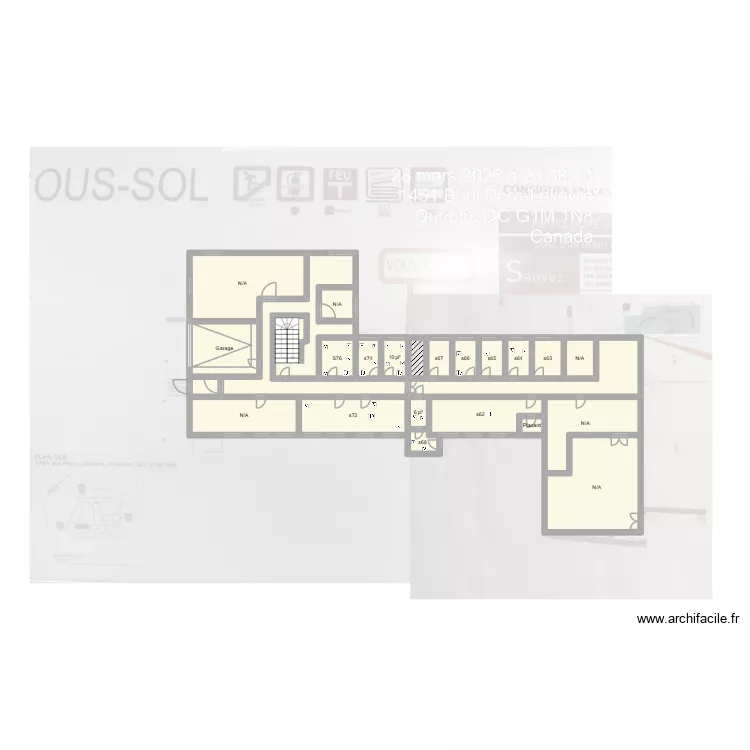 1451 Pierre Lelievre RDC (Machine). Plan de 24  et 63 m²