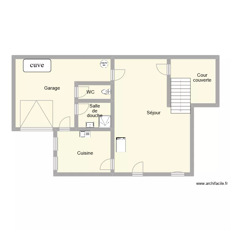 dumont rdc. Plan de 6 pièces et 99 m²