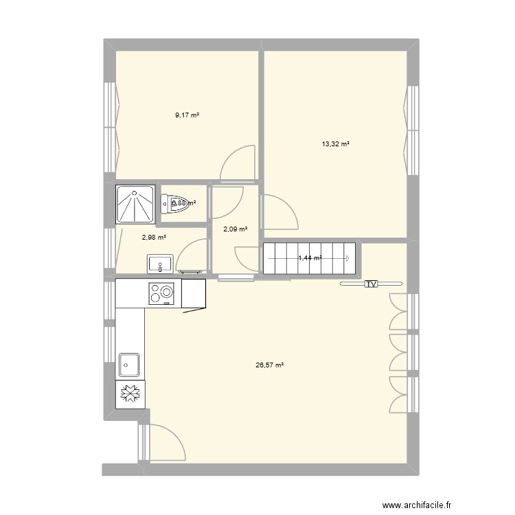 MAISON LIMOGES. Plan de 7 pièces et 56 m2