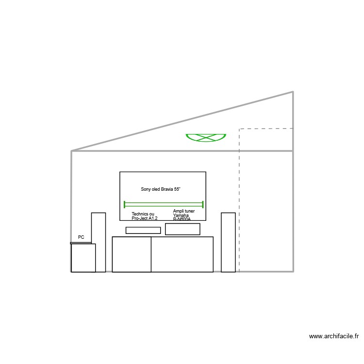 Mur coté TV. Plan de 0 pièce et 0 m2 Mur coté TV. Plan de 0 pièce et 0 m2