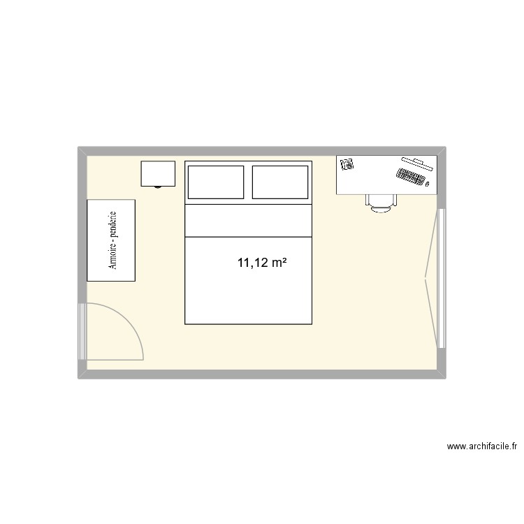 chambre - 2. Plan de 1 pièce et 11 m2