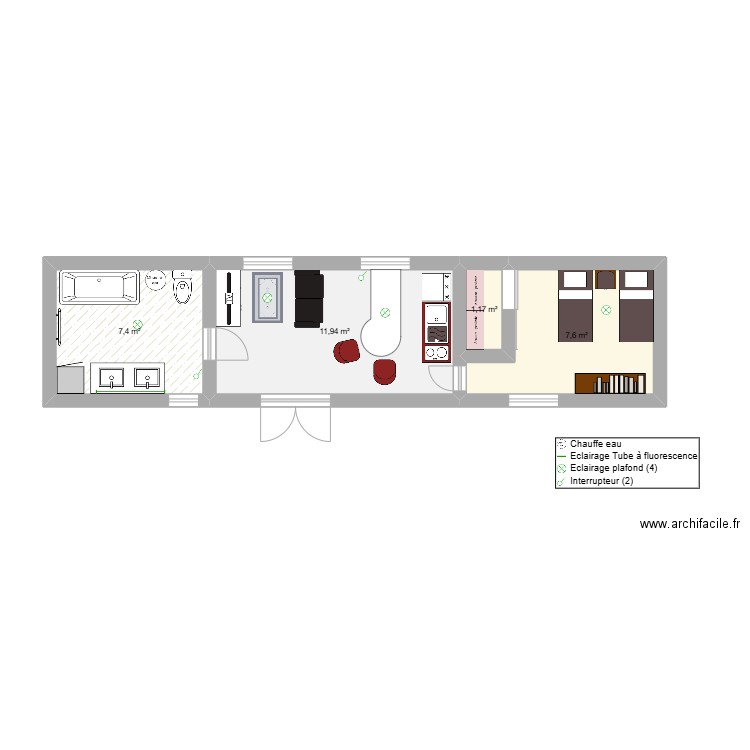 Plan.Raquel.5emeB. Plan de 4 pièces et 28 m2