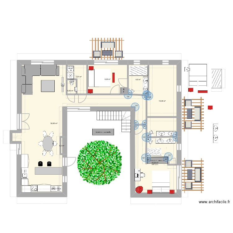 Pouilles30 sept. Plan de 8 pièces et 107 m2