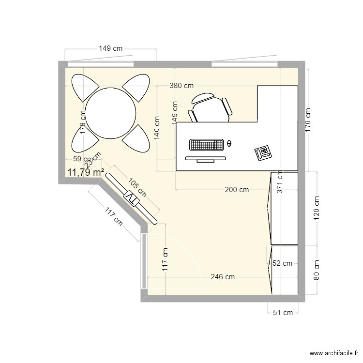 BUREAU JEREMIE GATEAU FRERES. Plan de 1 pièce et 12 m2