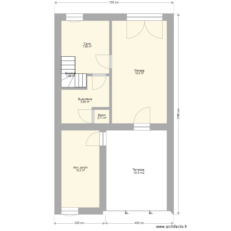 Sous Sol 06/2025. Plan de 6 pièces et 46 m2
