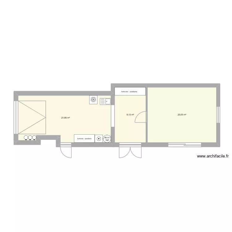 Uitbouw. Plan de 3 Pièces et 51 m² Uitbouw. Plan de 3 Pièces et 51 m²