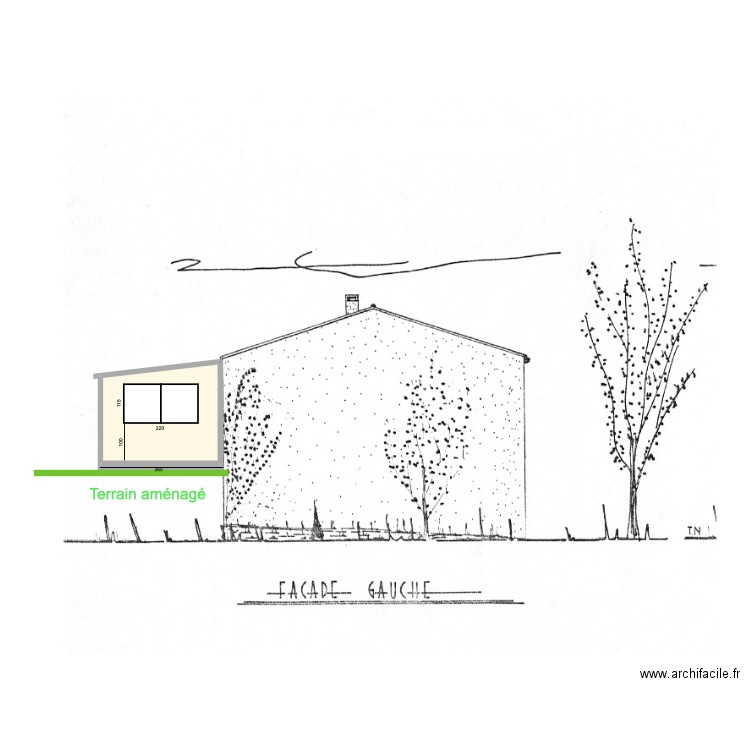 veranda cabot. Plan de 1 pièce et 9 m2
