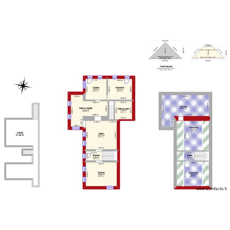 Bisiaux ET1. Plan de 22 pièces et 316 m2
