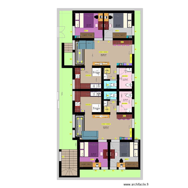 FFJP. Plan de 11 pièces et 246 m2