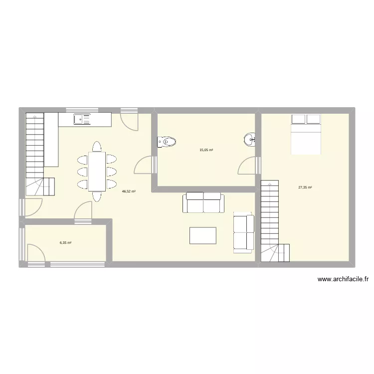 maison les chiens. Plan de 4 pièces et 95 m²