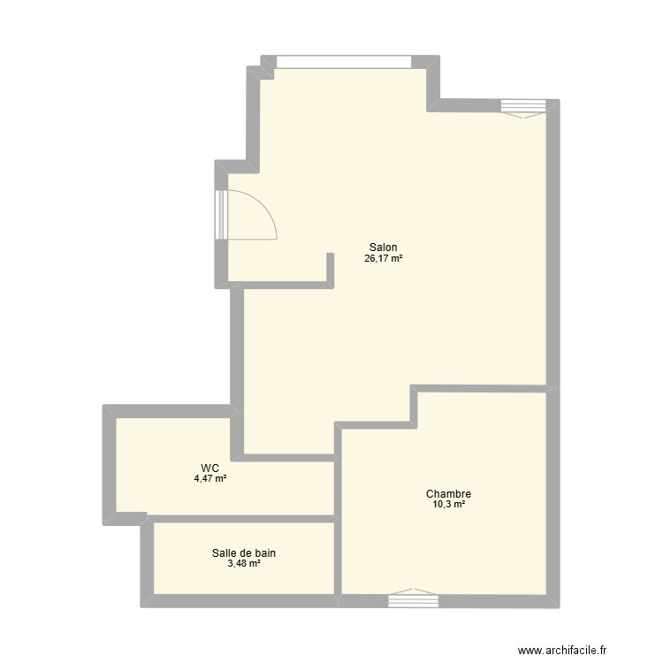 POLLET. Plan de 4 pièces et 44 m2