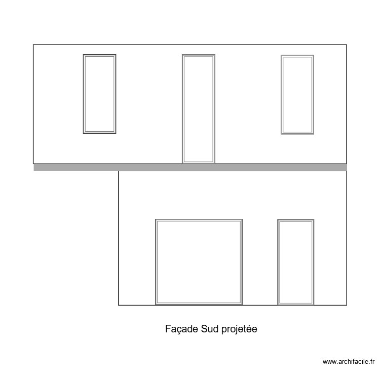 Fa&ccedil;ade Sud projet&eacute;e. Plan de 0 pièce et 0 m2
