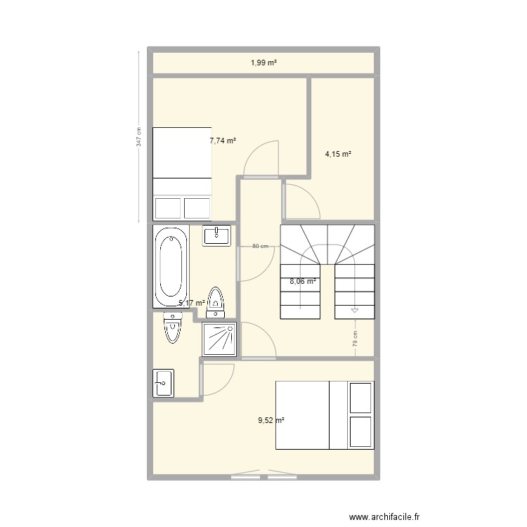 Briand-2nd-option2. Plan de 6 pièces et 37 m2