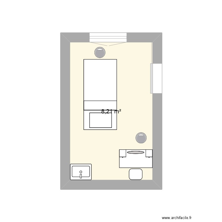 Reflexo. Plan de 1 pièce et 8 m2