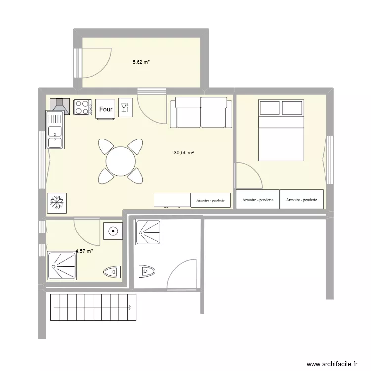 STM appart rdc vierge. Plan de 3  et 41 m²