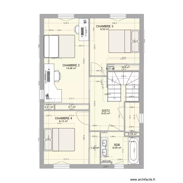M09-Etage. Plan de 11 Pièces et 51 m²