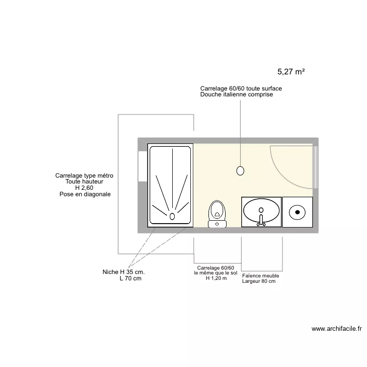 .SDB 2. Plan de 1  et 5 m²