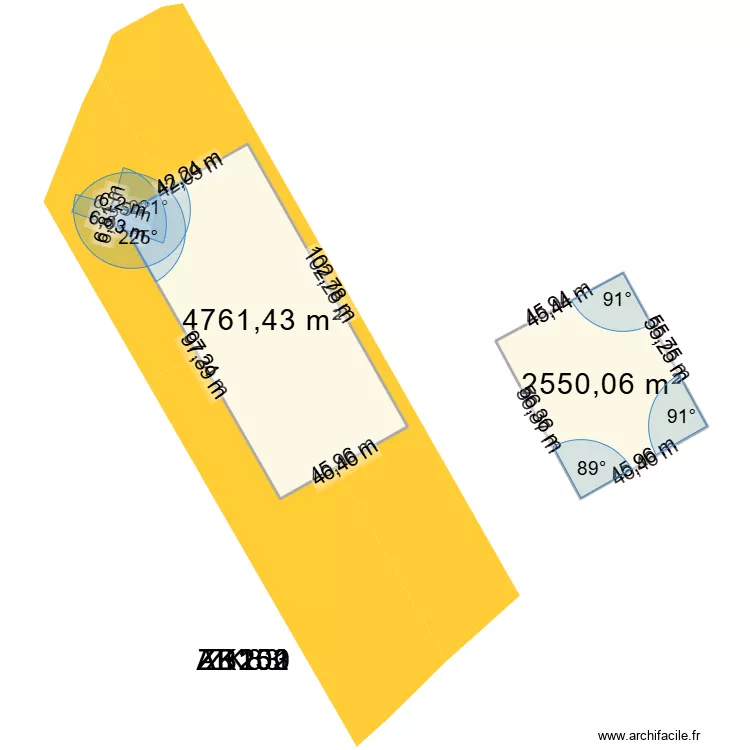 CORPAL EXISTANT. Plan de 2 pièces et 7311 m²