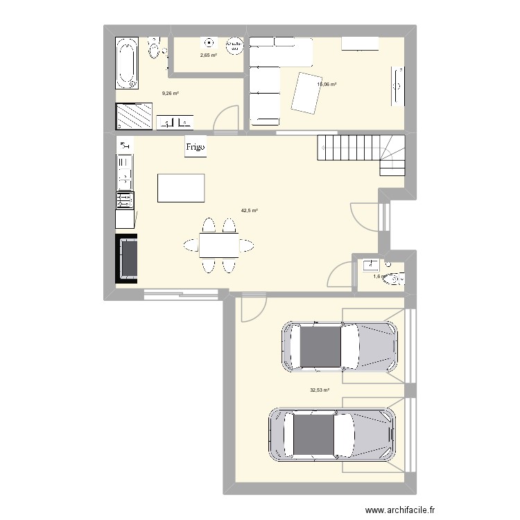 plan maison 1. Plan de 6 pièces et 104 m2