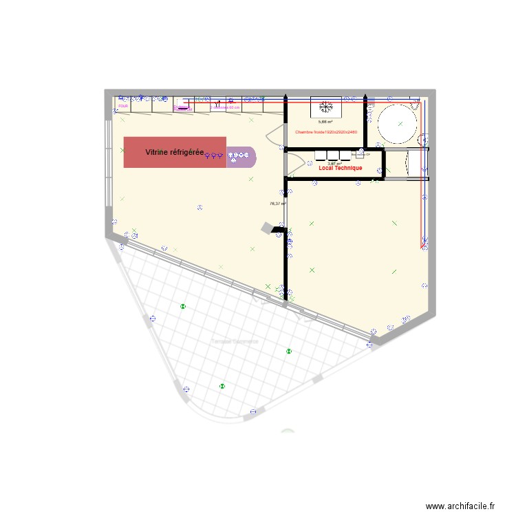 Local 9. Plan de 3 pièces et 86 m2
