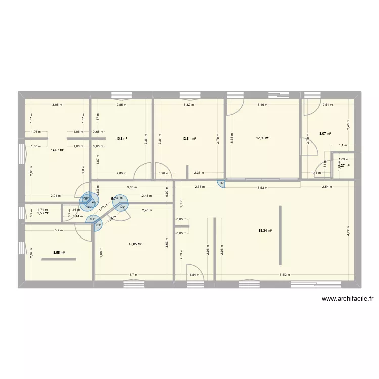 maison 1. Plan de 11  et 123 m²