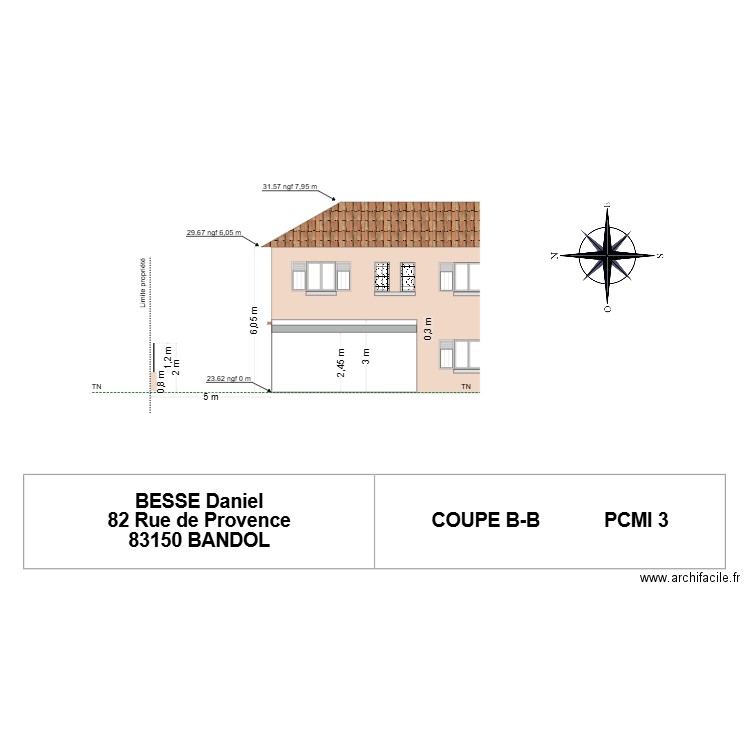 Coupe B-B. Plan de 0 pièce et 0 m2