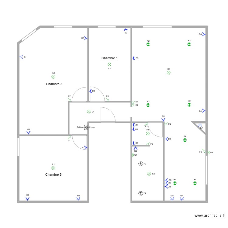 appartement 2 roux. Plan de 6 pièces et 85 m2