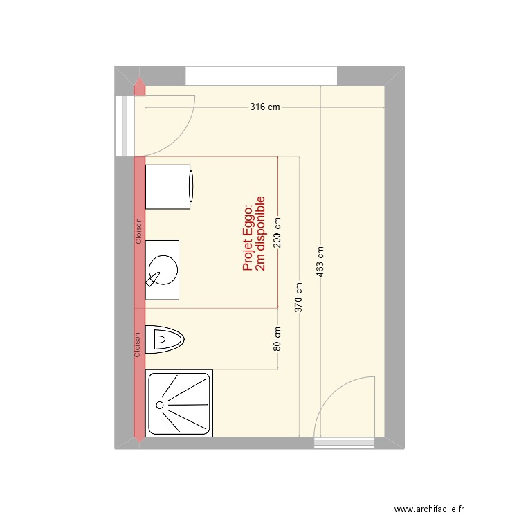 Pirotte. Plan de 1 pièce et 15 m2