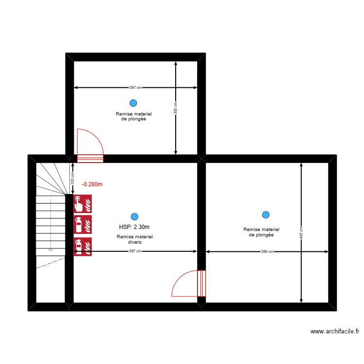 Tcap21 sous-sol MS. Plan de 3 pièces et 52 m2