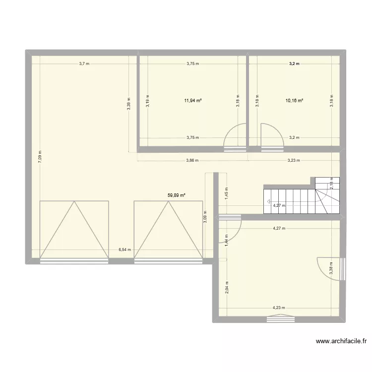 sous sol frasses. Plan de 3  et 82 m²