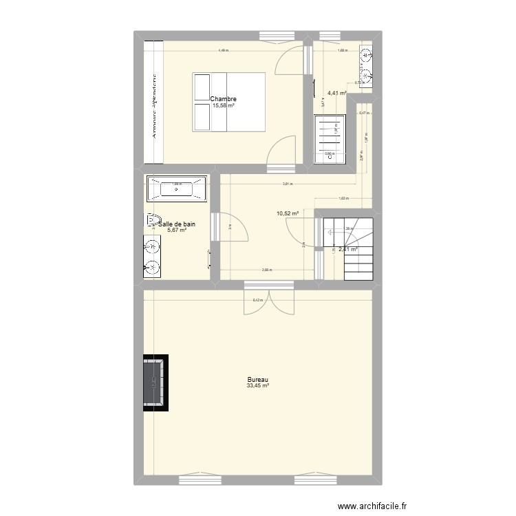 Maison Artenay 1er. Plan de 6 pièces et 72 m2